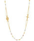 ფოტო #1 პროდუქტის Cross & Medallion 17-1/2" Rosary Necklace in 10k Tricolor Gold