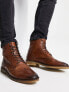 ASOS DESIGN brogue boots in tan leather with natural sole