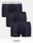 Фото #1 товара Tommy Hilfiger signature cotton essentials 3 pack trunks in navy with coloured waistband