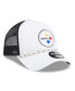 ფოტო #3 პროდუქტის Men's White/Black Pittsburgh Steelers Court Sport Foam Front A-Frame 9FORTY Adjustable Trucker Hat