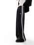 Фото #1 товара adidas Originals wide leg satin joggers in black