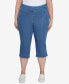Фото #1 товара Plus Size Pull-On Silky Denim-Like Stretch Clamdigger Capri Pants