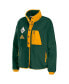 Women's Green Green Bay Packers Polar Fleece Raglan Full-Snap Jacket