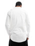 River Island long sleeved pique jersey shirt in white