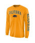 Фото #3 товара Men's Gold Cal Bears Distressed Arch Over Logo Long Sleeve Hit T-shirt