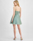 Фото #4 товара Juniors' Glitter-Tulle Ruched-Bodice Skater Dress, Created for Macy's