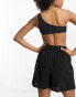 Фото #3 товара ASOS DESIGN Tall cotton textured beach short co-ord in black