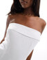 Фото #3 товара In The Style linen mix bandeau fold over maxi dress in white