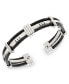 Sutton Stainless Steel And Black Cable Bangle Bracelet