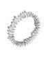 Modern Classic Cubic Zirconia CZ Staggered Alternating Zigzag Baguette Eternity Band Ring For Women 14K Gold Plated .925 Sterling Silver