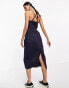 Фото #2 товара COLLUSION utility cami midi dress with pocket detail in navy