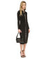 Women's Faux-Leather Trim Midi Dress