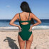 Фото #3 товара Women's Twist Front Cutout One Piece Swimsuit -Cupshe-M-Green