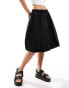 COLLUSION poplin midi puffball skirt in black