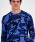 Men's Printed Camo Cashmere Sweater, Created for Macy's Navy Blue Combo, L - фото #3