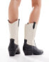 Фото #4 товара ONLY heeled western boot in black and white contrast