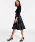 Фото #3 товара Women's Faux-Leather-Skirt A-Line Dress