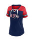 Фото #3 товара Women's Navy, Red New England Patriots Blitz and Glam Lace-Up V-Neck Jersey T-shirt