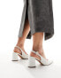 Фото #4 товара ASOS DESIGN Wide Fit Sutton slingback mid block heeled shoes in white croc