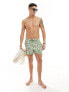 ASOS DESIGN swim shorts in short length in green abstract swirl print