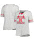 Women's Heather Gray Distressed Nebraska Huskers Plus Size Striped Lace-Up T-shirt