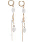 Gold-Tone Pearl & Chain Charm Hoop Earrings