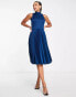 Фото #2 товара Closet London Tall – Hochgeschlossenes, plissiertes Midikleid in Marineblau