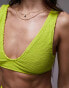 Topshop mix and match crinkle plunge cami bikini top in lime