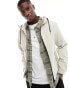 Jack & Jones logo bomber jacket with hood in light stone