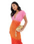 Never Fully Dressed Petite gold fleck plisse midaxi dress in sunset ombre