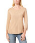 Women's Boat-Neck, Ribbed-Detail 3/4-Sleeve Sweater, Regular & Petites Бежевый, L - фото #1