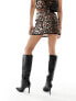 Фото #9 товара ASOS DESIGN co-ord mini skirt with split in leopard animal print