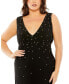 Plus Size Rhinestone Embellished Open Back Jersey Gown