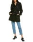 The Kooples Belted Leather-Trim Coat Women's Black 40