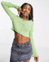 Daisy Street long sleeve rib crop top with contrast overlocking