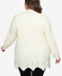Фото #2 товара Plus Size Solid Textured Zigzag Hem Open Cardigan Sweater