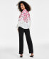 Фото #2 товара Women's Ruffled-Neck Floral-Print Top, Created for Macy's