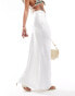 4th & Reckless satin maxi skirt co-ord in white