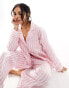 Фото #2 товара ASOS DESIGN woven stripe long sleeve shirt & trouser pyjama set in pink