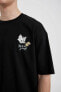 Erkek T-shirt Siyah C1527ax/bk81