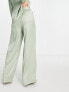 Extro & Vert Bridesmaid pleated satin wide leg trousers with heart jewel button co-ord