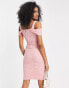 Фото #4 товара Rare London corset detail ruched drape midi dress in light pink