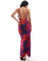 Фото #4 товара ASOS DESIGN cami mesh maxi dress with low back in purple smudge print