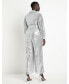 Фото #3 товара Plus Size Sequin Jumpsuit With Collar - 16, Silver