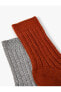 2'li Soket Çorap Seti Yün Karışımlı Dokulu Çok Renkli