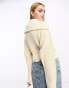 Фото #4 товара Monki high zip neck knitted sweater in off white