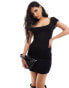 Фото #1 товара ASOS DESIGN super scoop neck cap sleeve mini dress in black