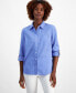 ფოტო #1 პროდუქტის Women's Cotton Tonal-Plaid Roll-Tab Shirt