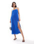 Фото #1 товара Mango split front cami midi dress in blue