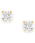 2-Pc. Set Cubic Zirconia Stud & Textured Hoop Earrings in 10k Gold